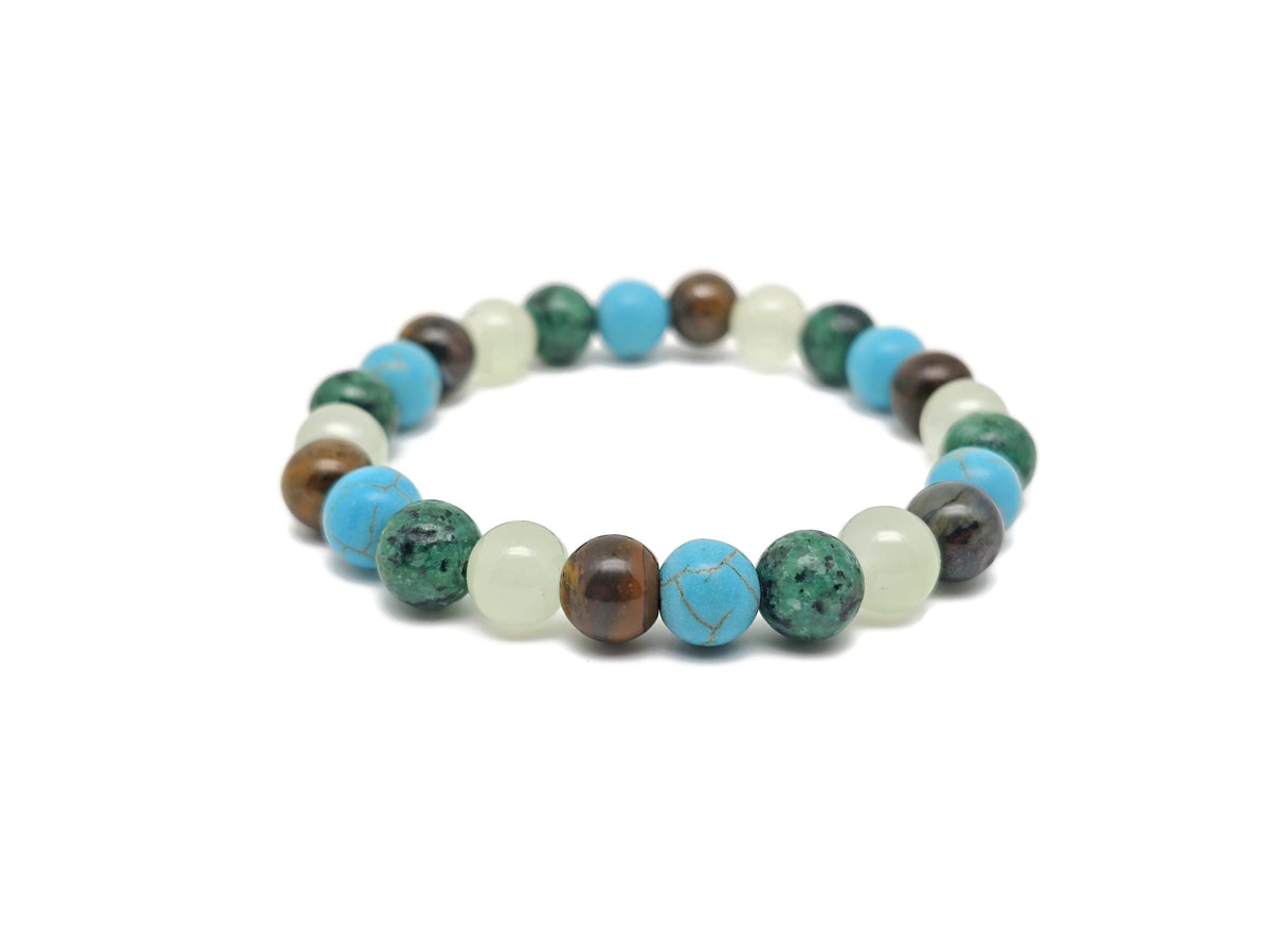 Handmade crystal healing gemstone bracelet with colorful beads, designed for positive intentions and spiritual wellness.