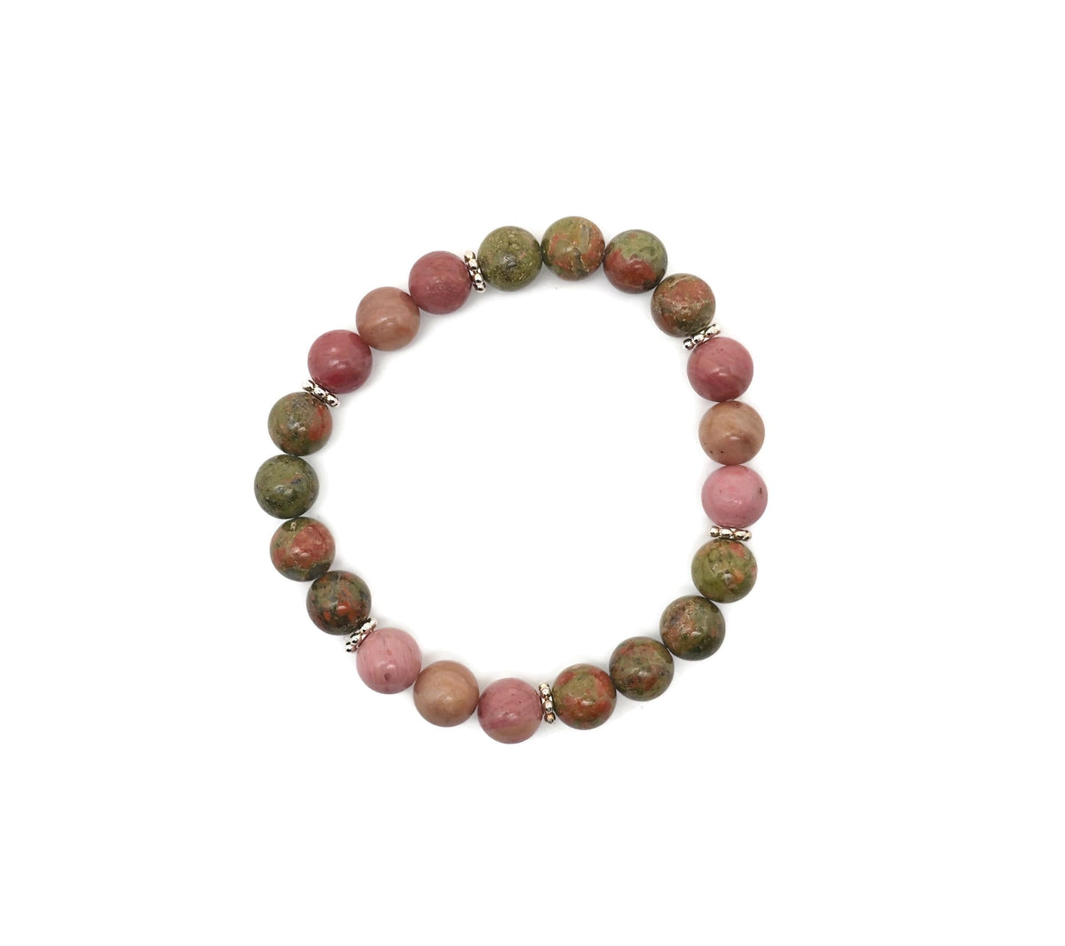 Handmade gemstone stress relief bracelet with colorful beads, designed for intention and relaxation by GemstoneGO.