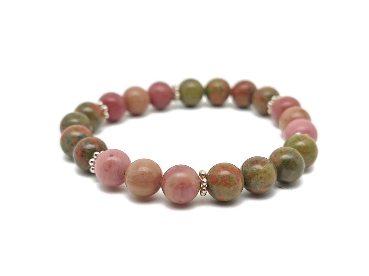 Handmade gemstone stress relief bracelet with colorful stones, designed for intention and relaxation by GemstoneGO.