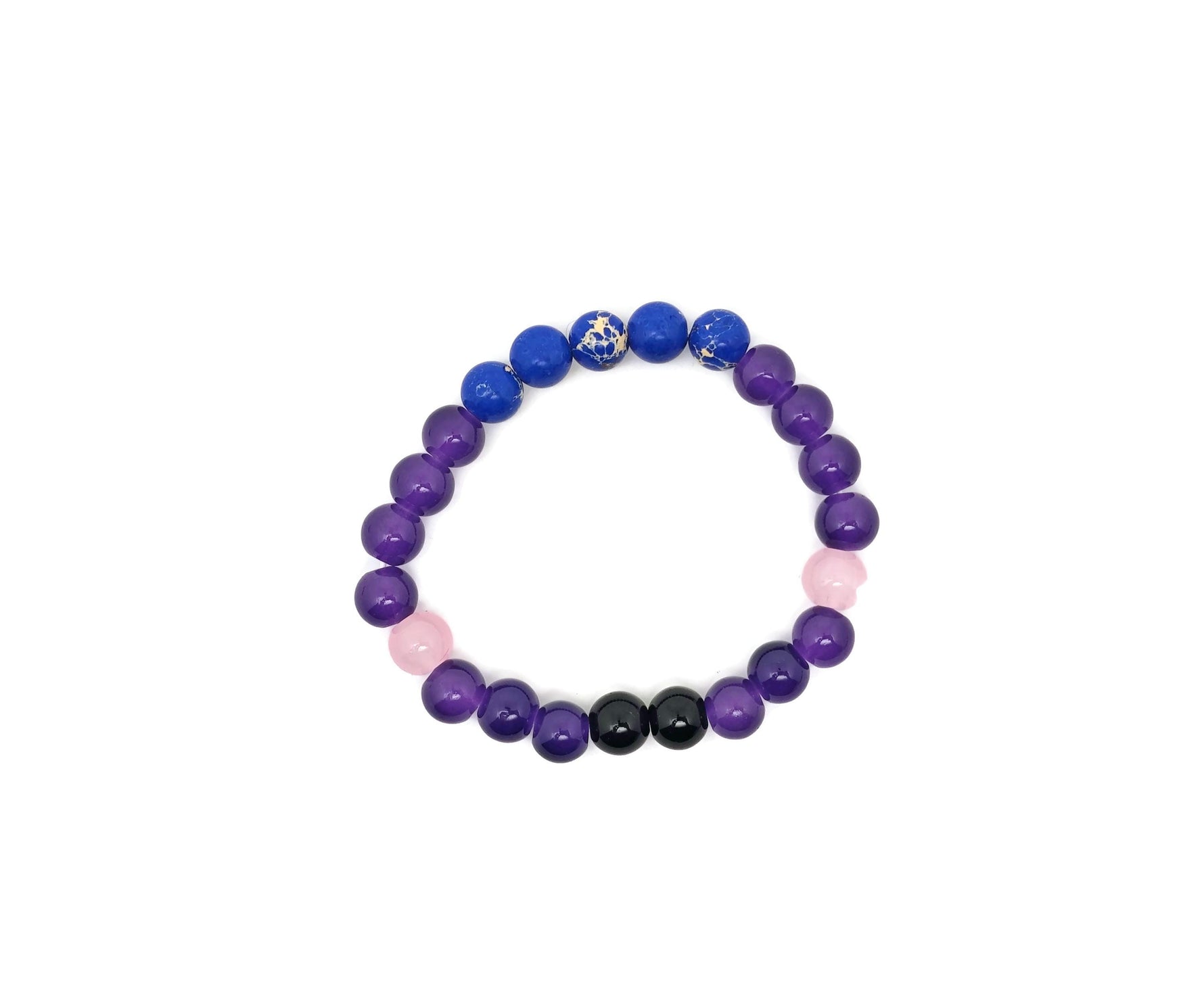 Handmade emf protection gemstone bracelet with colorful beads and natural stones, designed for intention and energy shielding.