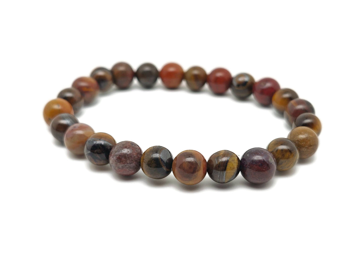 Handmade sacral chakra gemstone bracelet with colorful beads, designed for intention and energy balance by GemstoneGO.