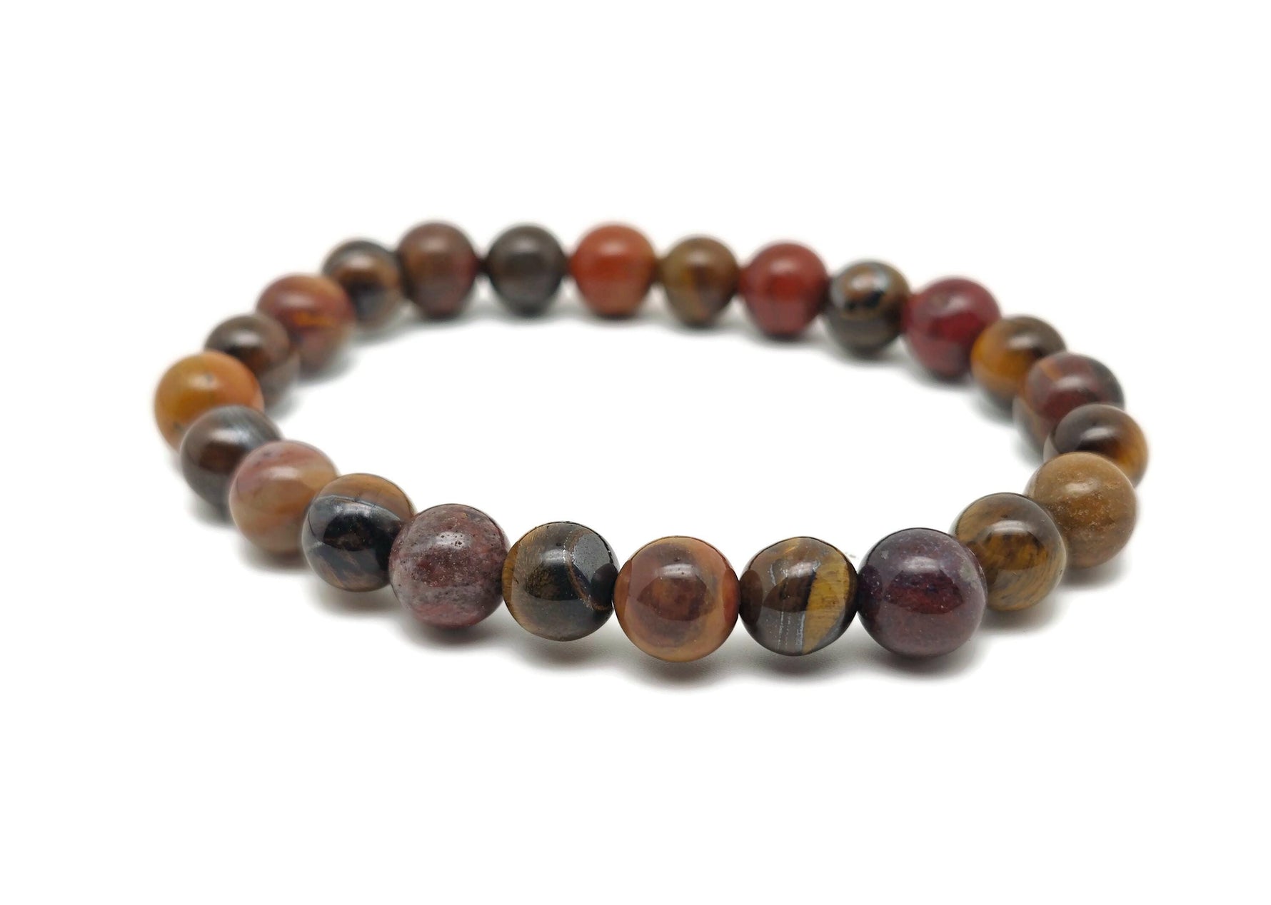 Handmade sacral chakra gemstone bracelet with colorful beads, designed for intention and energy balance by GemstoneGO.