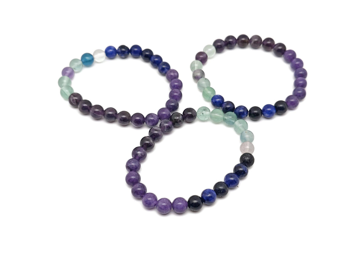 Handmade gemstone bracelet with colorful beads and silver accents, designed as an intention or transformation jewelry piece by GemstoneGO.