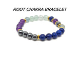 Handmade root chakra gemstone bracelet with red beads and natural stones, designed for intention and energy balancing by GemstoneGO.