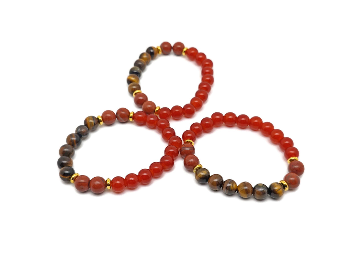 Handmade gemstone bracelet with colorful beads, designed for intention and stability, by GemstoneGO.