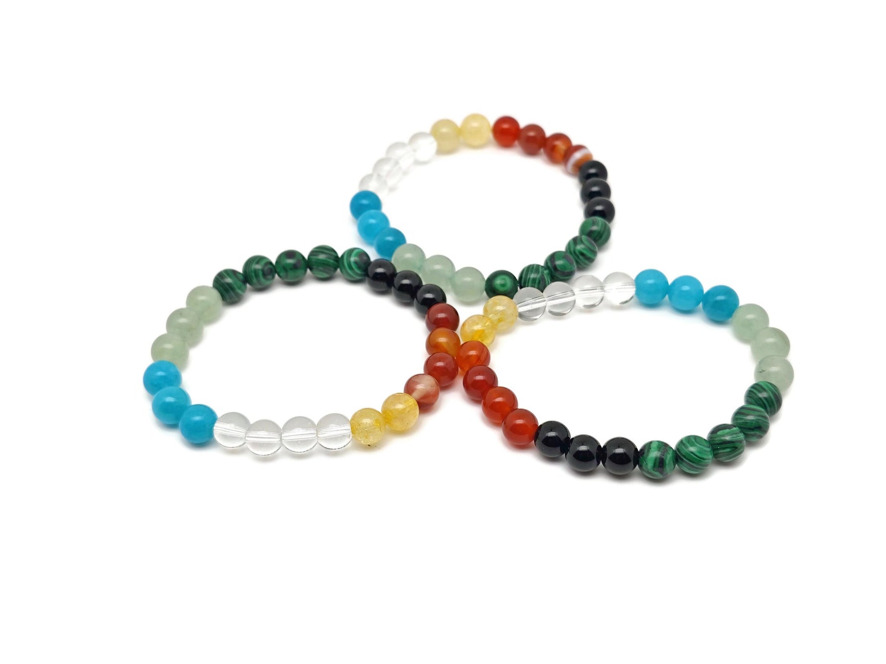 Handmade gemstone bracelet with colorful beads from GemstoneGO, designed for positive intentions and inner peace.