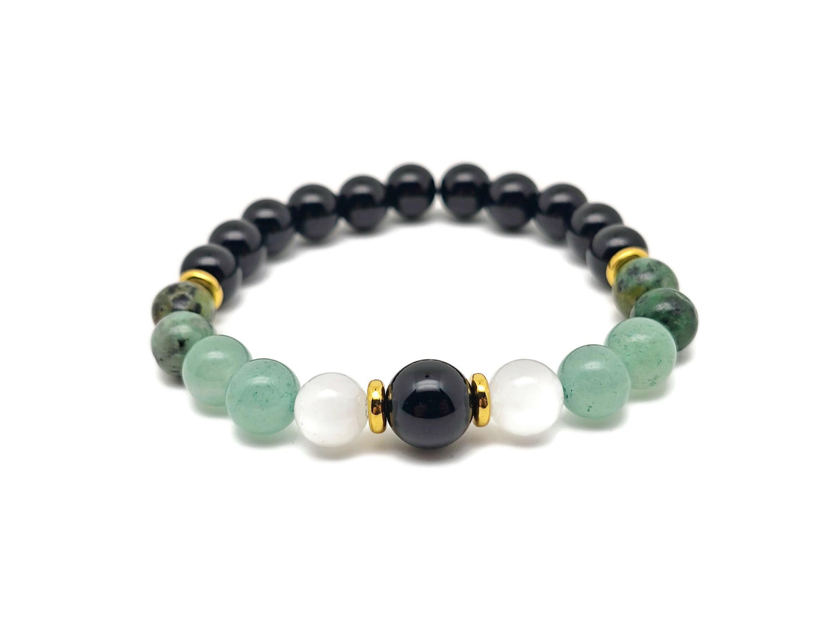 Handmade gemstone bracelet with colorful beads from GemstoneGO, designed as an intention bracelet for mindfulness and style.