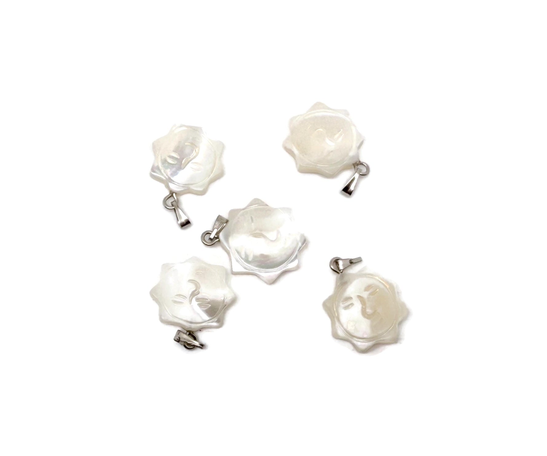 Natural pearl sun face pendant featuring gemstone and sea shell details, crafted by GemstoneGO.
