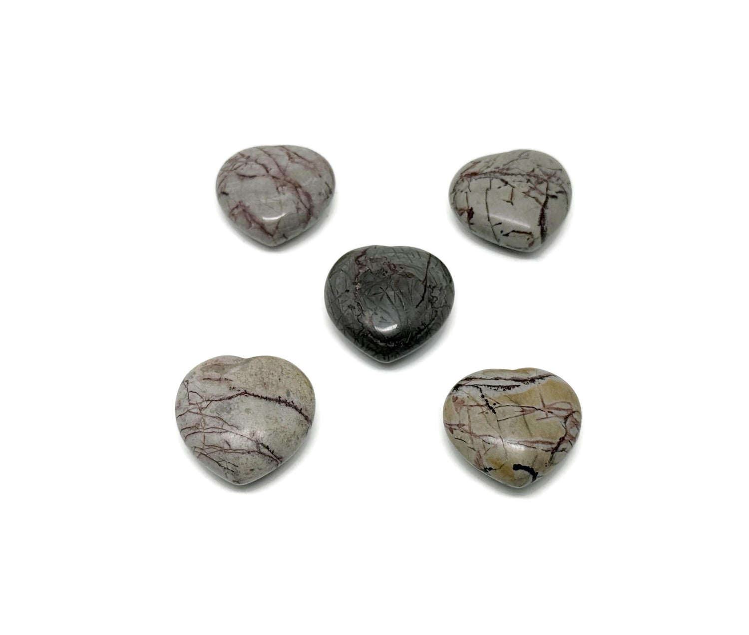 Grass Flower Jasper Hearts Gemstone - 30mm - HE1285
