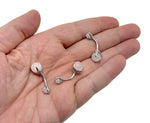Silver stainless steel rose quartz belly button ring with a gemstone accent for navel piercing, designed by GemstoneGO.