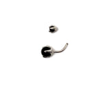 Silver stainless steel obsidian belly button ring with a sleek design for navel piercing, featuring a polished black gemstone.