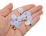 Flat round gemstone pendant featuring a crystal coin cabochon with a mixed gemstone design by GemstoneGO.