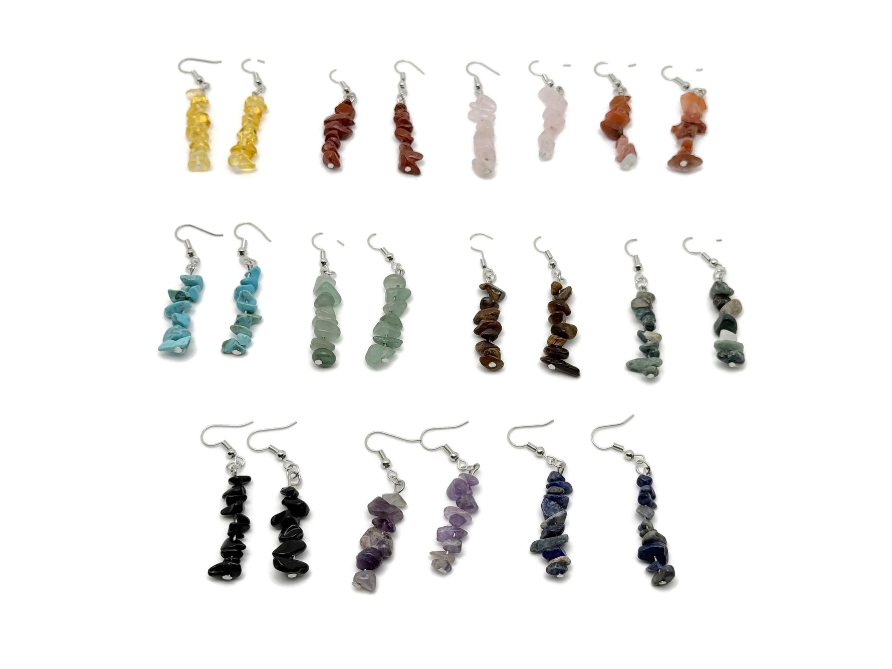Silver crystal chip dangle earrings by GemstoneGO featuring minimalist design and sparkling gemstone accents.