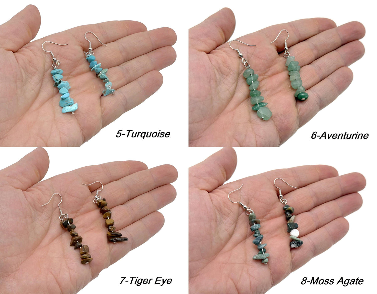 Silver Crystal Chip Dangle Earrings by GemstoneGO featuring minimalist design and sparkling gemstone accents.