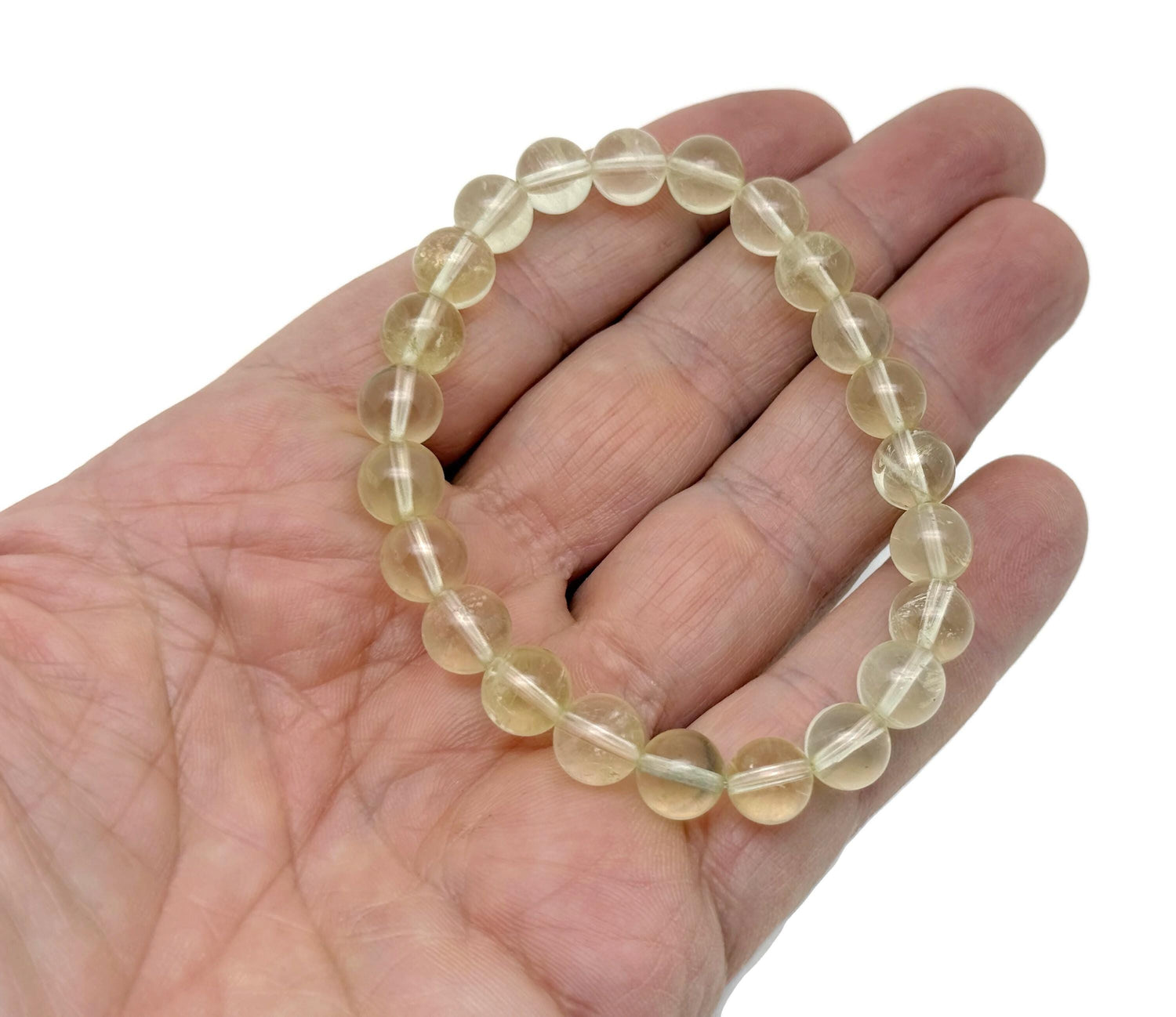 Citrine beaded crystal bracelet for men and women featuring stretchy design, gemstone healing properties, by GemstoneGO.