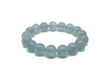 Aquamarine beaded crystal bracelet for men and women, stretchy design with healing crystal stones from GemstoneGO.