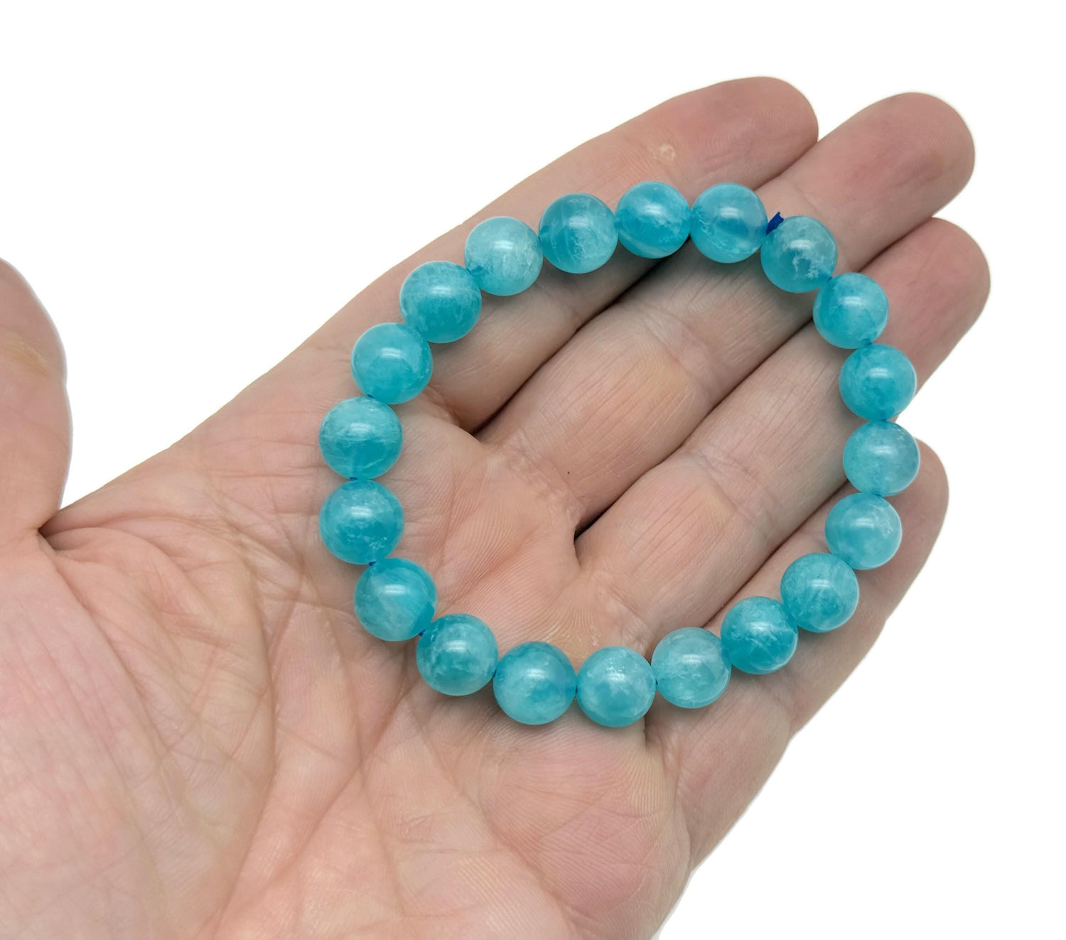 Amazonite beaded crystal bracelet for men and women featuring stretchy design and healing stones, by GemstoneGO.