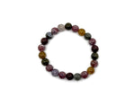 Rainbow tourmaline beaded crystal bracelet for men and women, featuring stretchy design and healing gemstones by GemstoneGO.