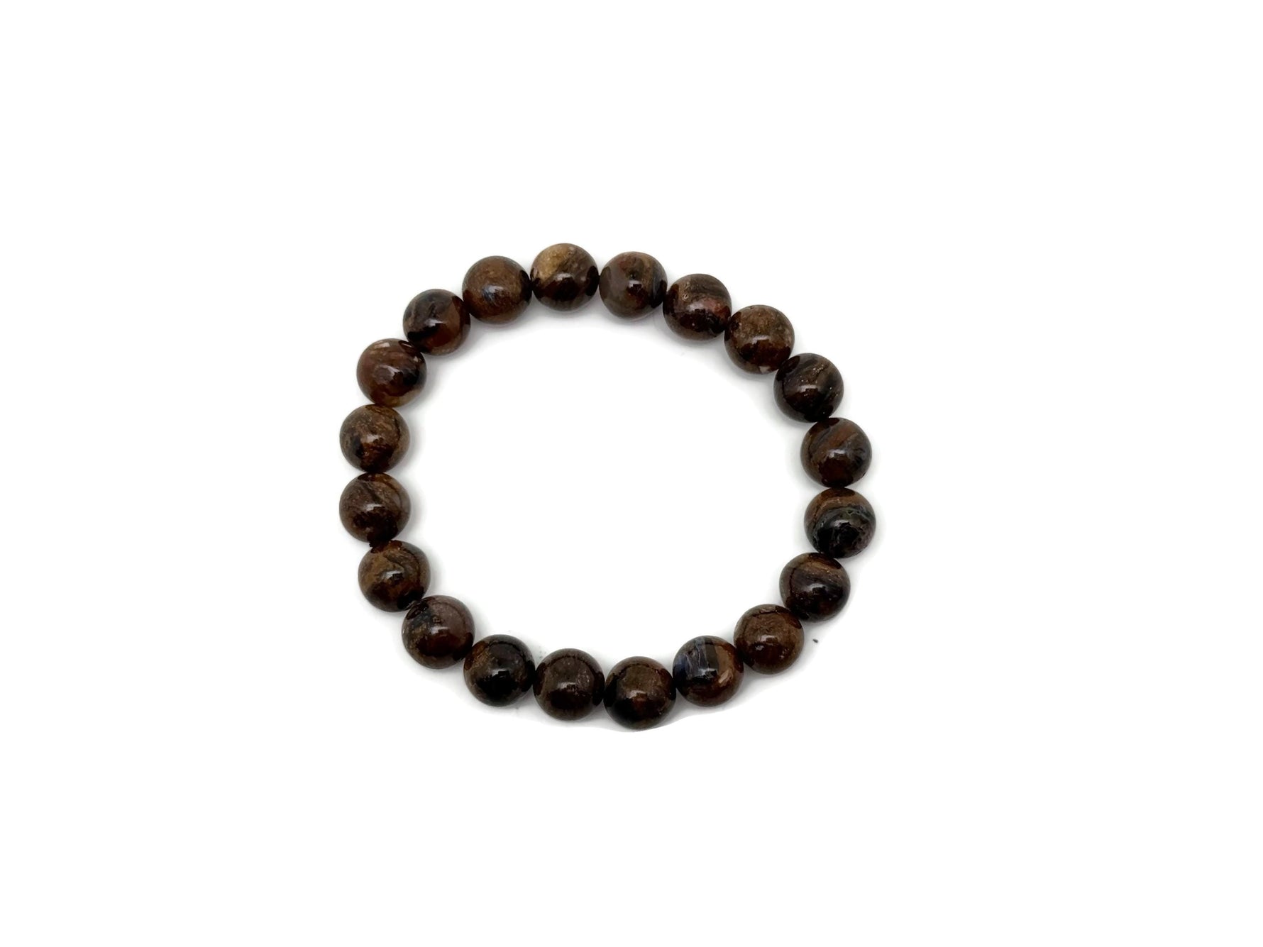 Bronzite beaded crystal bracelet for men and women, stretchy jewelry with healing crystal stones by GemstoneGO.