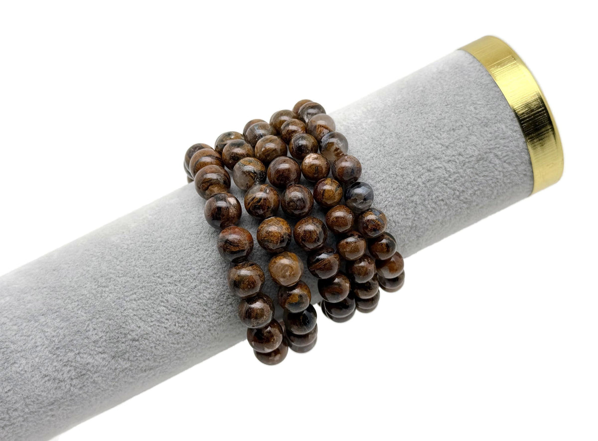 Bronzite beaded crystal bracelet for men and women, featuring stretch design and healing properties, by GemstoneGO.
