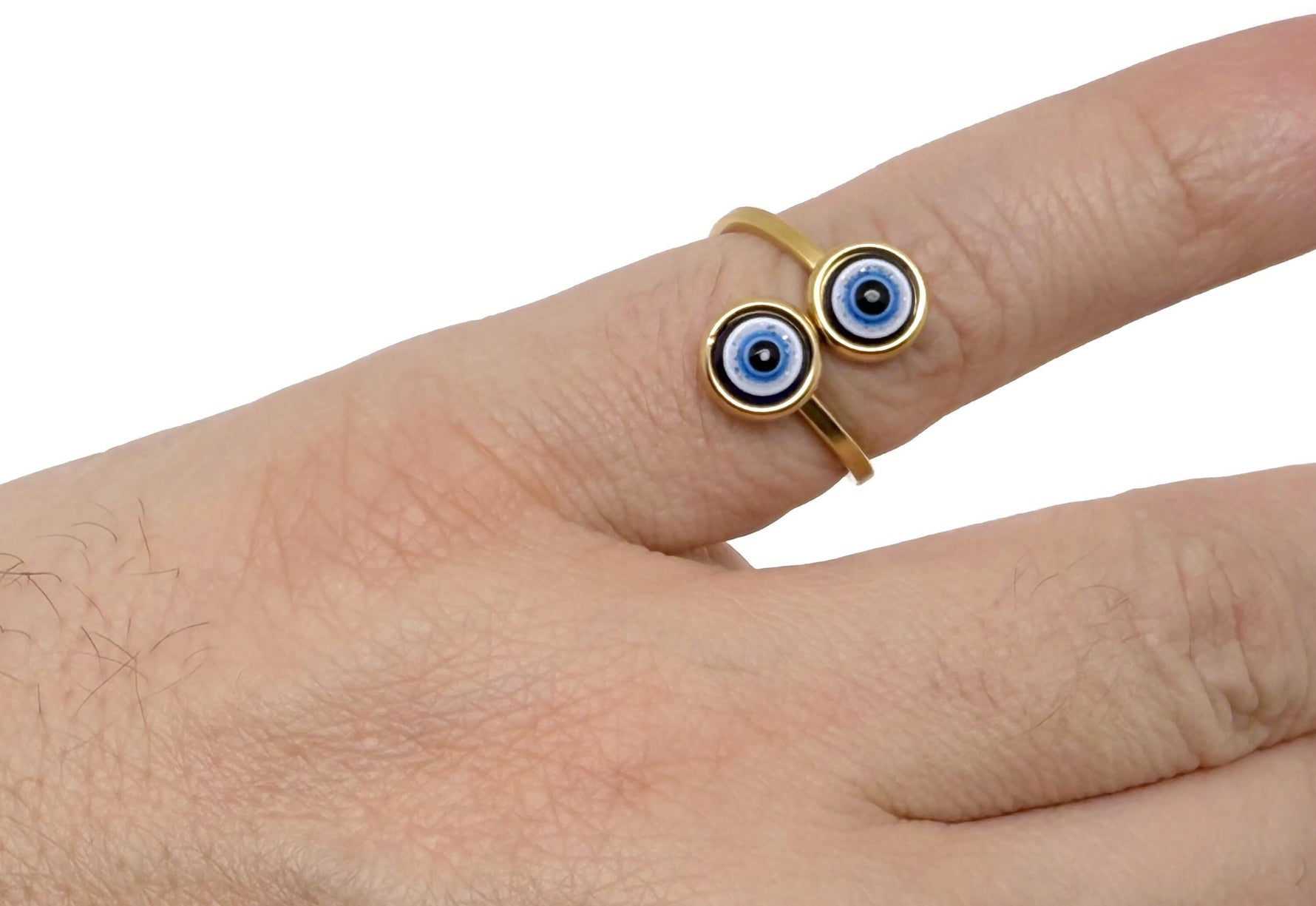 Dainty evil eye ring in gold and silver, featuring gemstone details, perfect for friendship or birthday jewelry from GemstoneGO