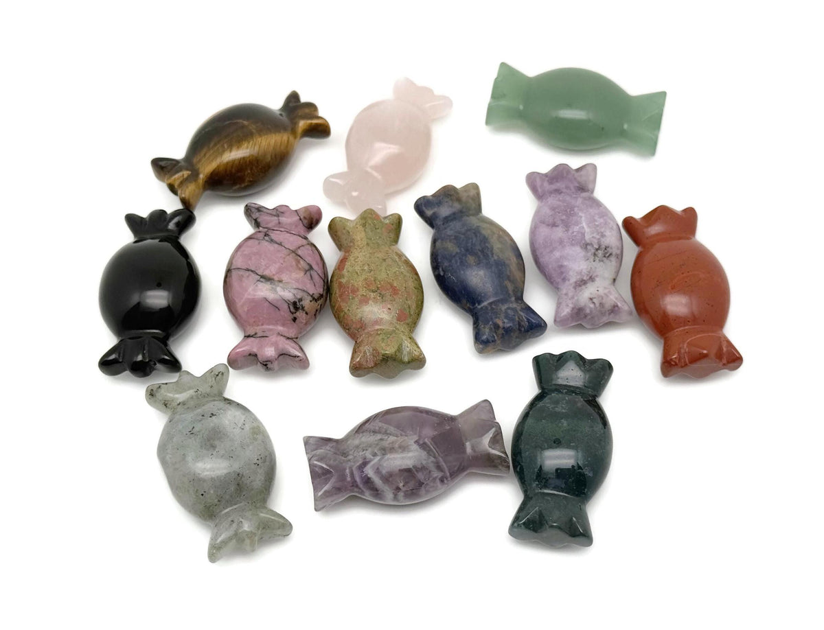 Candy crystal carving by GemstoneGO featuring sweet-shaped healing crystals, perfect for metaphysical decor and gifts