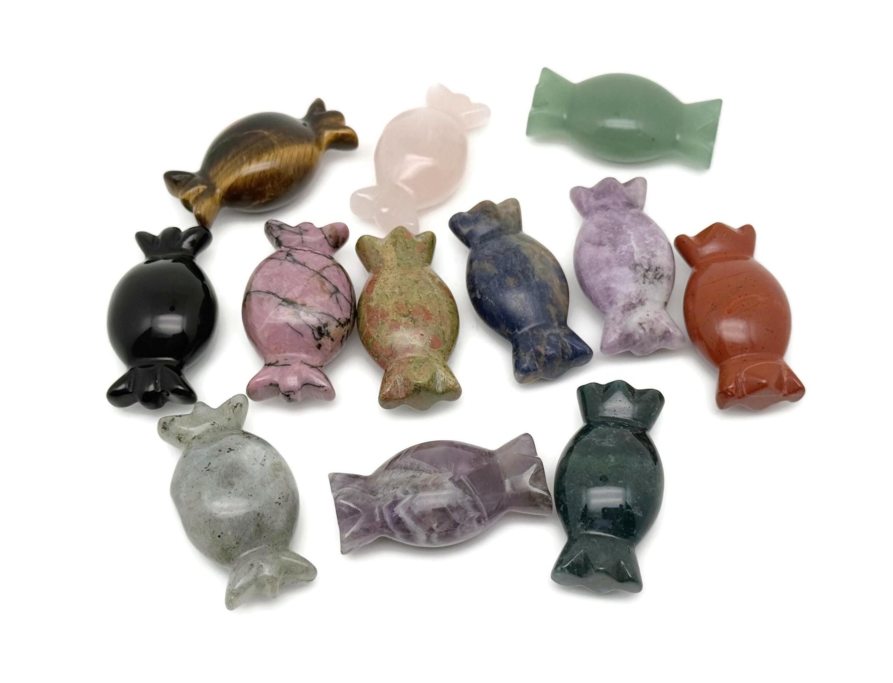 Candy crystal carving by GemstoneGO featuring sweet-shaped healing crystals, perfect for metaphysical decor and gifts