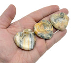 Crazy Lace Agate heart worry stone from GemstoneGO, featuring vibrant patterns and smooth polished surface for soothing grip.