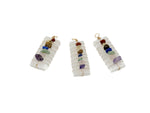 Selenite sticks pendant with chakra stones, gemstone pendant featuring a clear Selenite crystal and colorful chakra gemstones.