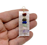 Selenite sticks pendant with chakra stones, gemstone pendant featuring natural white selenite, gemstoneGO jewelry design