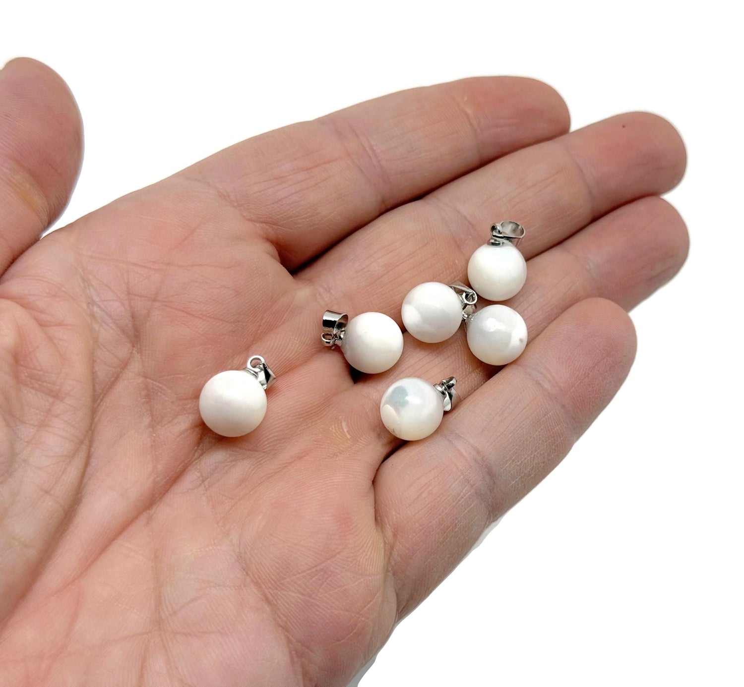 Natural Pearl Ball Pendant - Sea Shell Pendant - Gemstone Pendant - NC1707