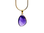 Dainty fluorite gold gemstone pendant featuring vibrant purple and green hues, perfect for DIY jewelry charms and necklaces.