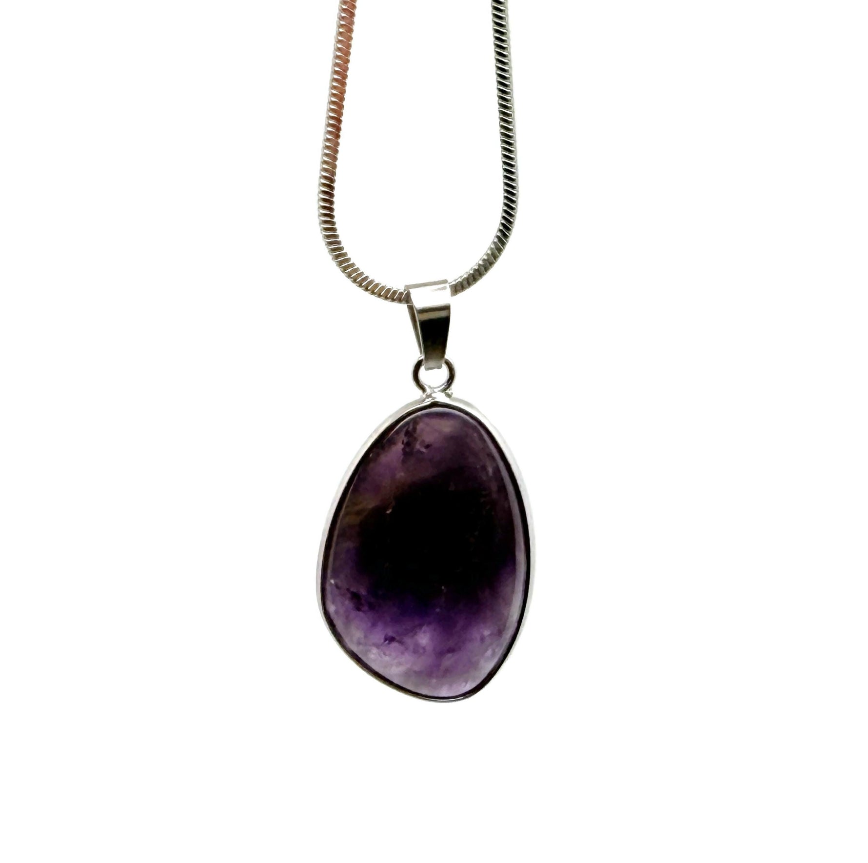 Dainty silver gemstone pendant featuring a polished amethyst stone, ideal for DIY jewelry charms from GemstoneGO.
