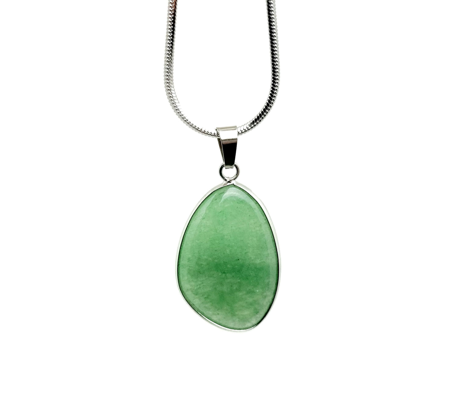Dainty aventurine silver gemstone pendant from GemstoneGO, featuring a polished green stone charm for jewelry making.