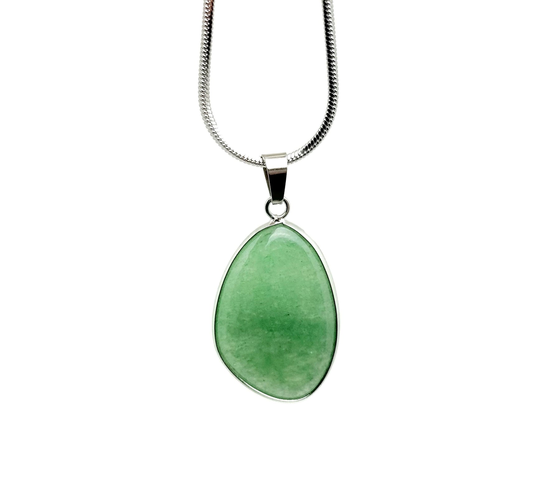 Dainty aventurine silver gemstone pendant from GemstoneGO, featuring a polished green stone charm for jewelry making.
