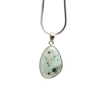 Dainty Kiwi Jasper silver gemstone pendant from GemstoneGO, featuring a polished oval charm for jewelry DIY projects.