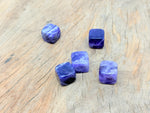 Handmade 16mm amethyst cube stone from GemstoneGO, carved gemstone with purple violet hues and natural crystalline texture.