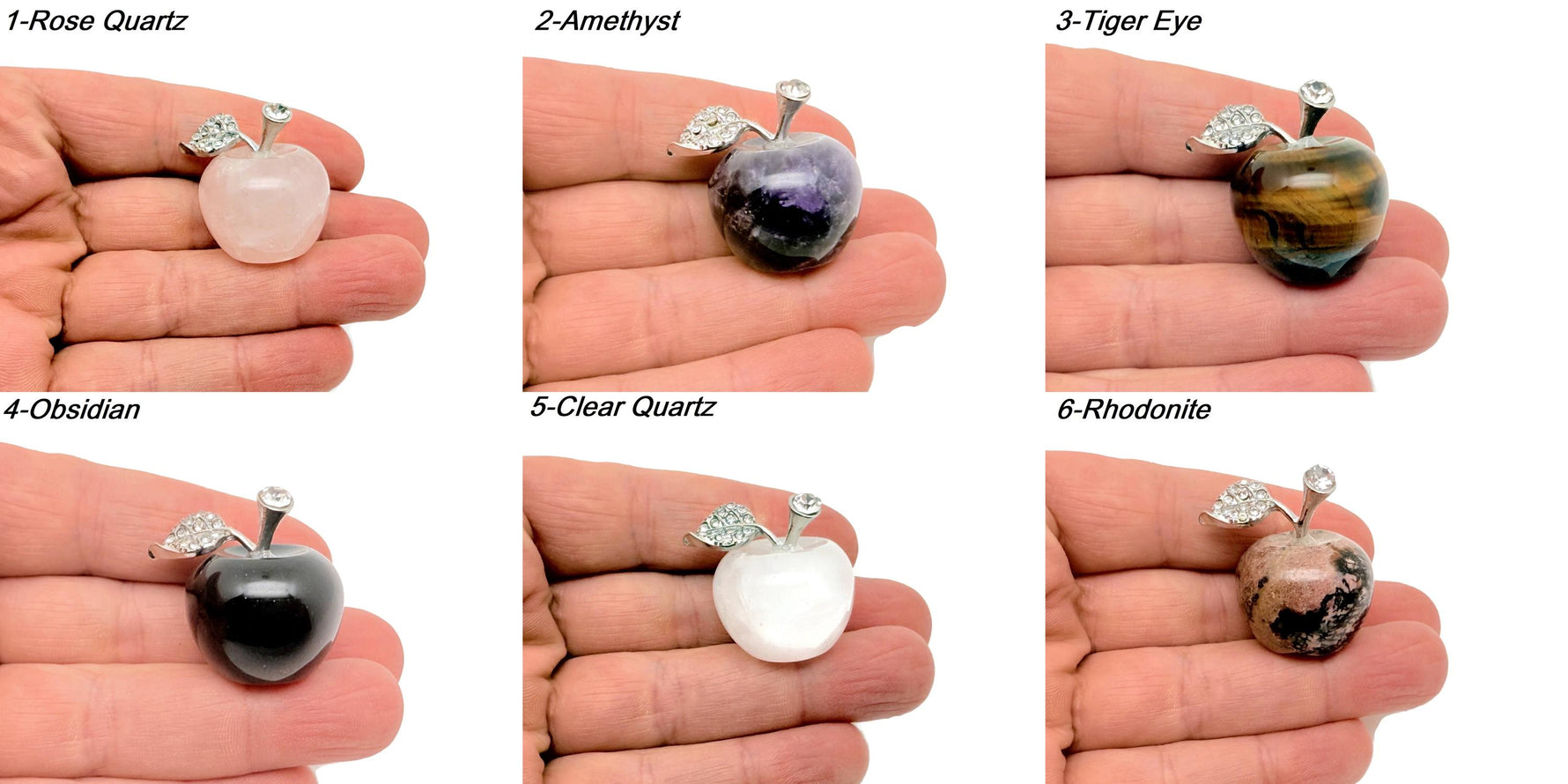 Hand-carved Apple Crystal gemstone from GemstoneGO, 25mm energy crystal for home decoration, featuring detailed crystal carving.