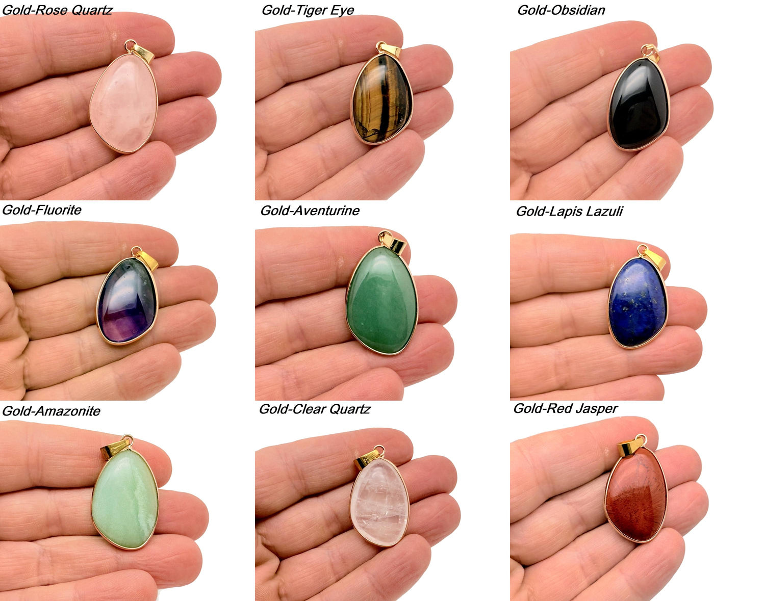Dainty gemstone pendant from GemstoneGO featuring a birthstone charm with gold and silver crystal accents for jewelry DIY projects.