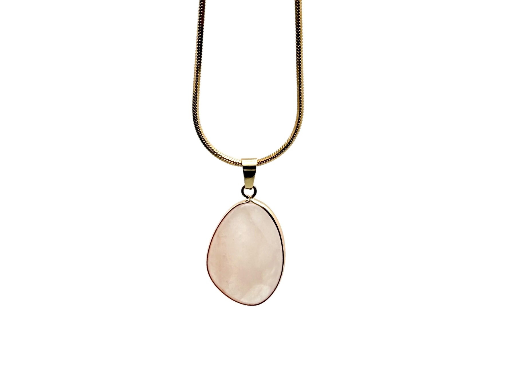 Dainty rose quartz gemstone pendant with gold setting, perfect for DIY jewelry charms, by GemstoneGO.