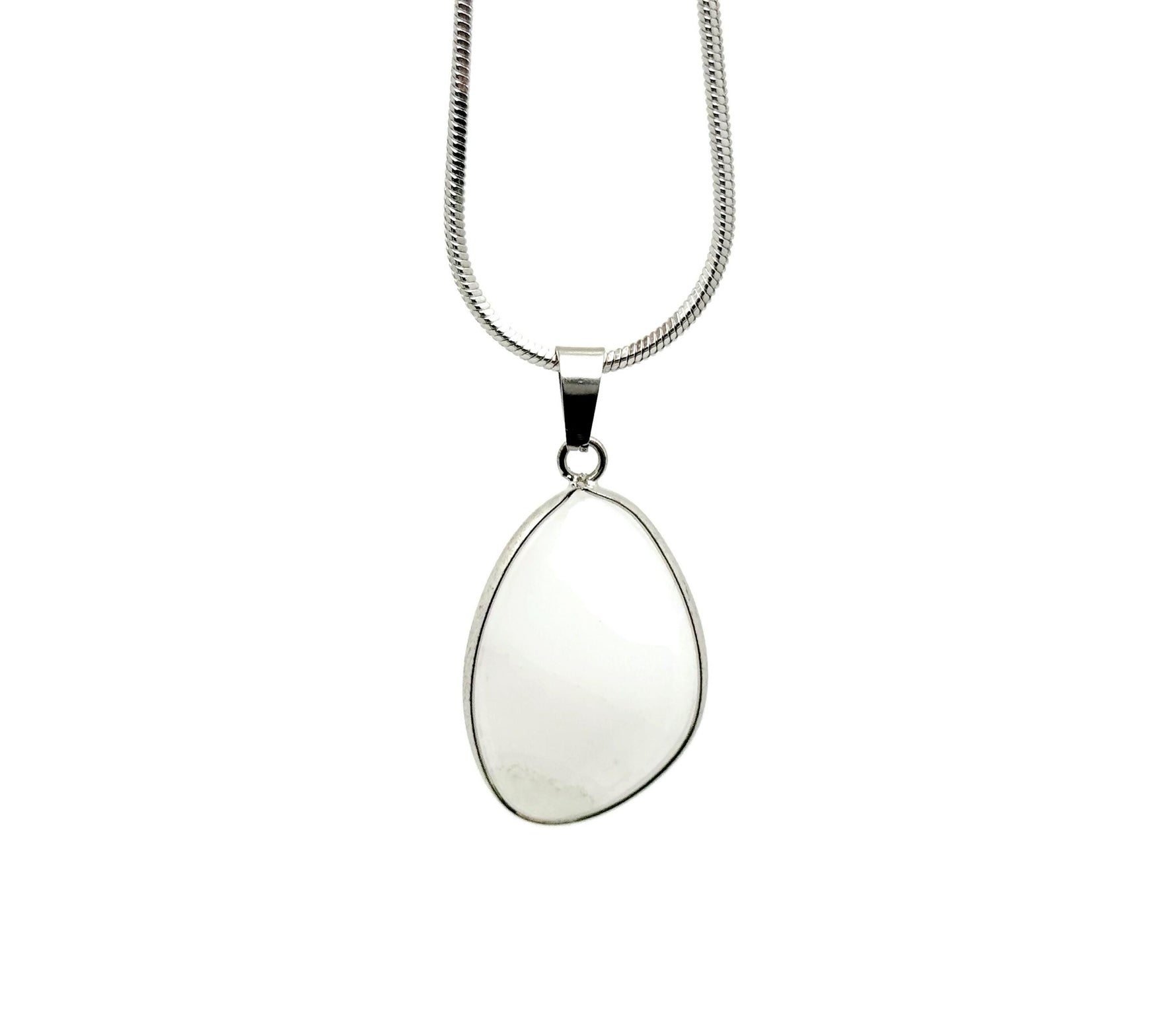 White jade silver gemstone pendant by GemstoneGO featuring dainty jewelry design and DIY charm style.