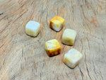 Handmade 16mm yellow jade cube stone from GemstoneGO, carved and polished for jewelry or collection.