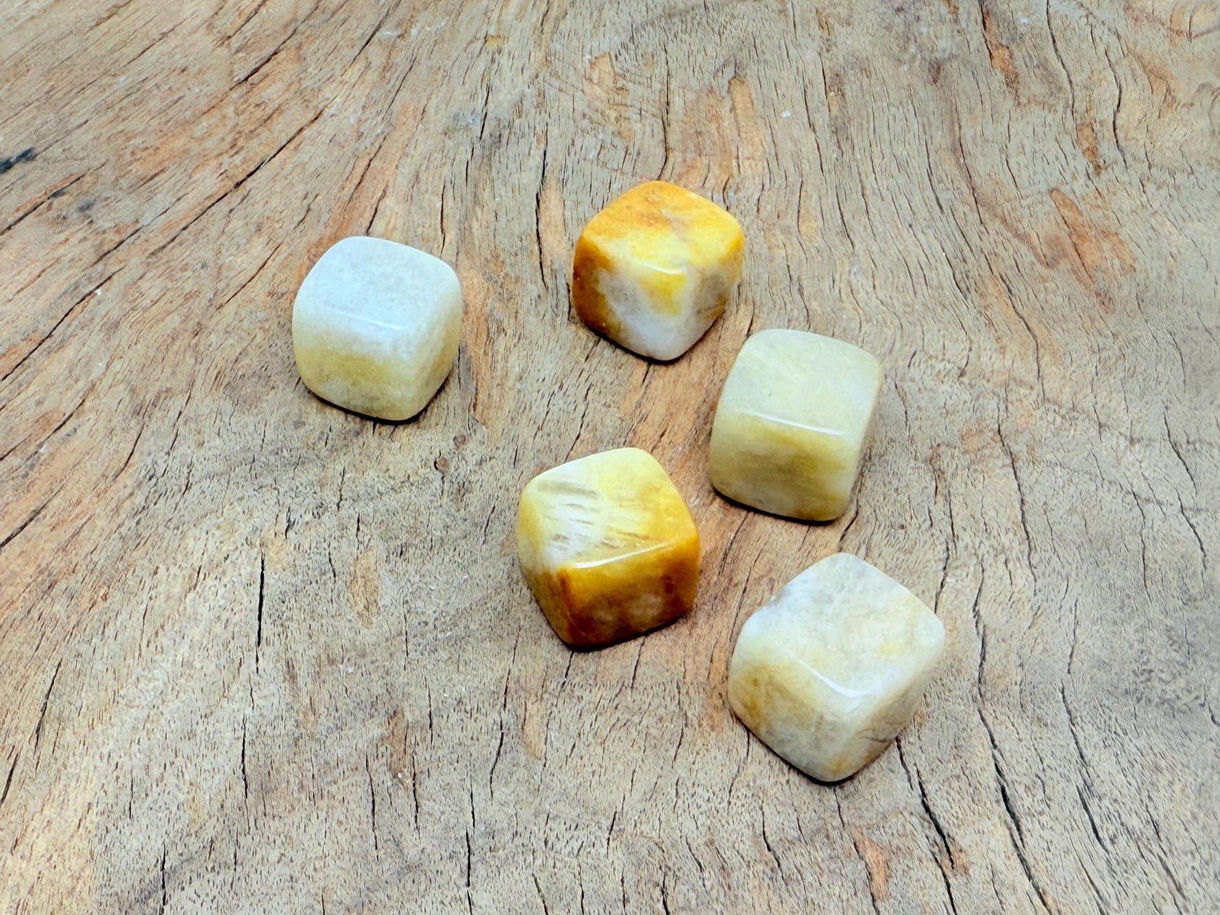 Handmade 16mm yellow jade cube stone from GemstoneGO, carved and polished for jewelry or collection.