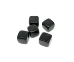 Handmade 16mm obsidian cube stone from GemstoneGO, carved with natural black volcanic rock for decorative or spiritual use.