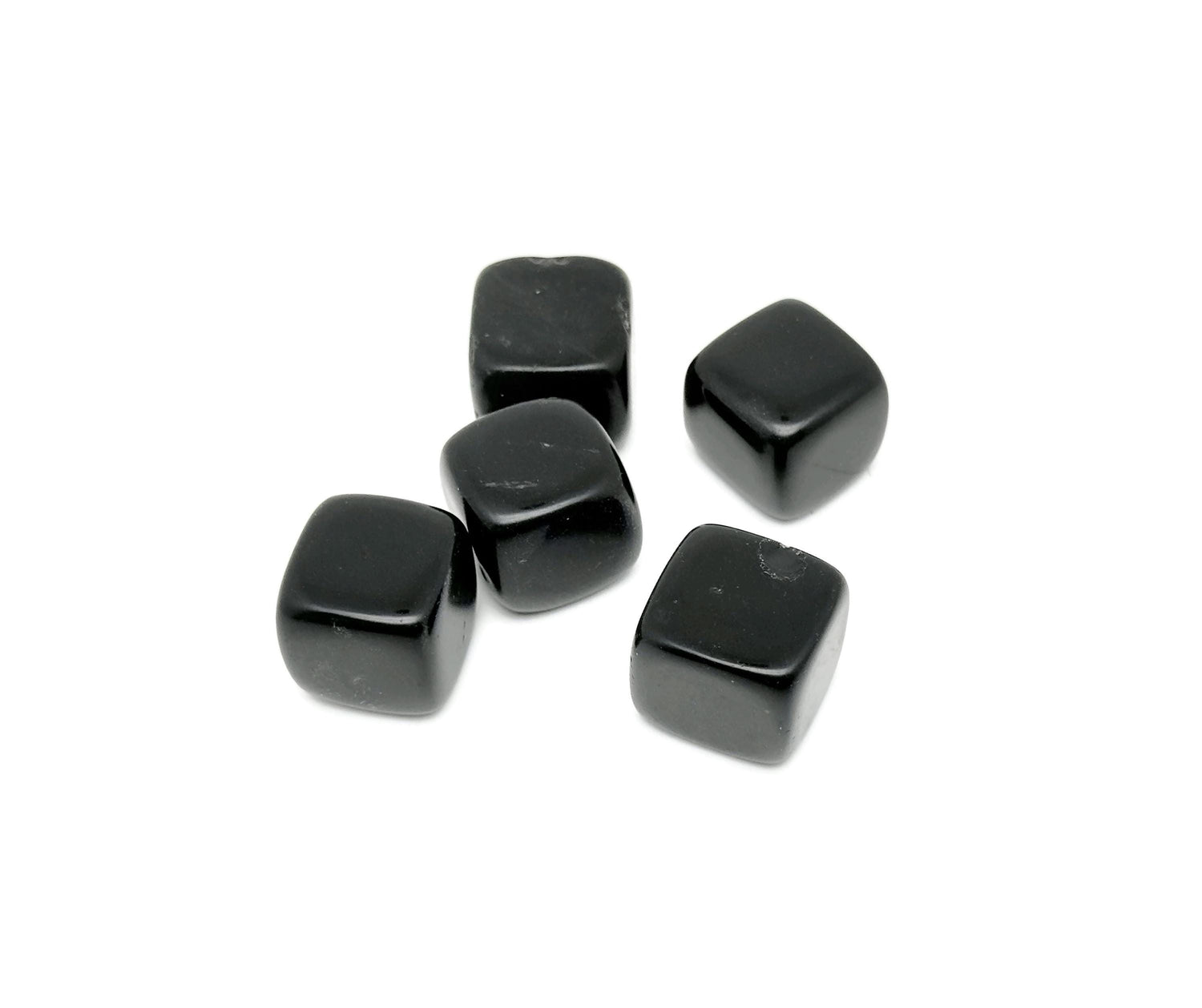 Handmade 16mm obsidian cube stone from GemstoneGO, carved with natural black volcanic rock for decorative or spiritual use.