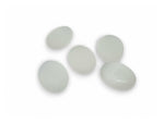 Selenite palm gemstone spa stone, 50mm, polished natural mineral for relaxation and meditation, displayed on a neutral background