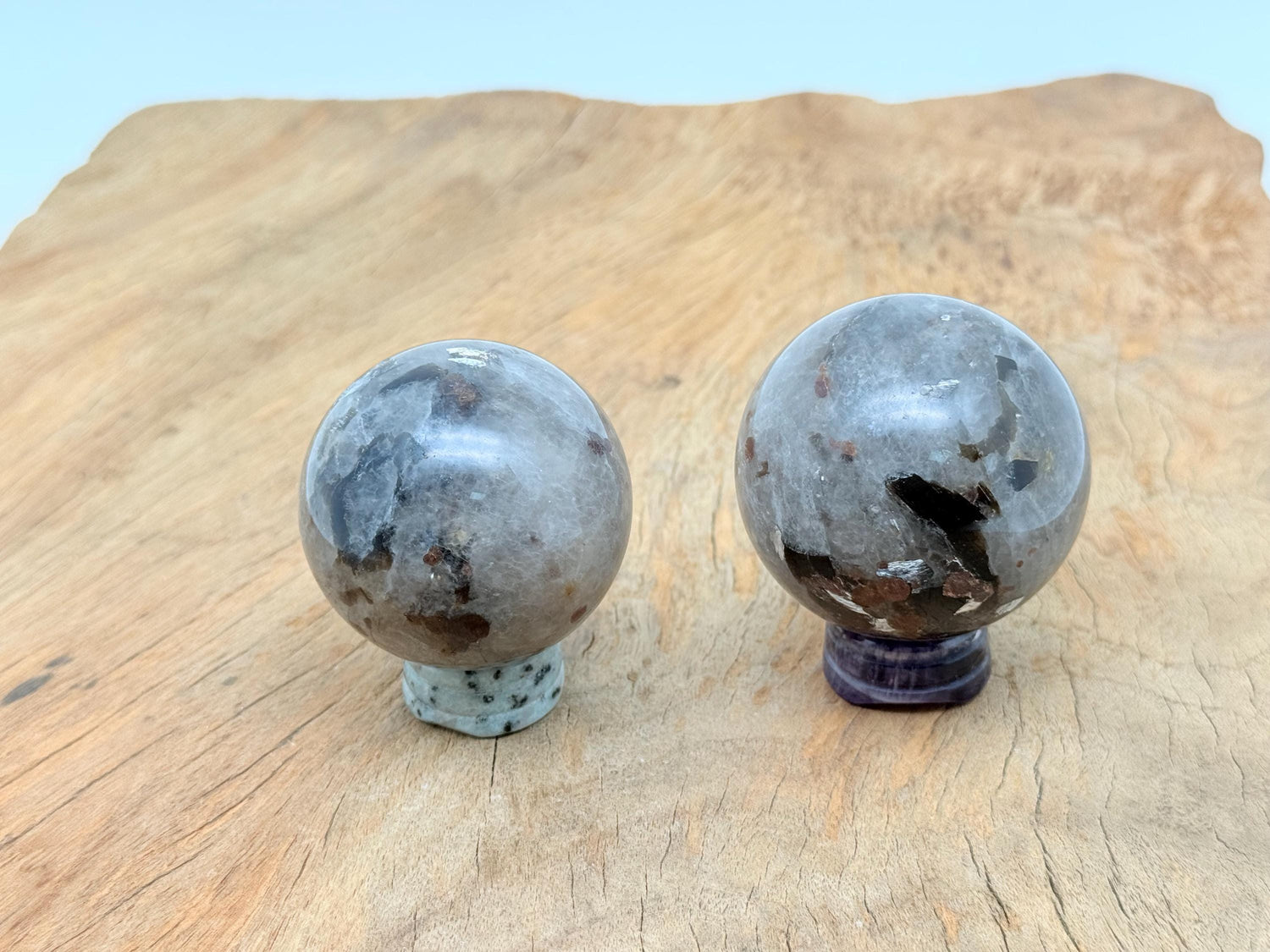 Garnet in Black Tourmaline Sphere Gemstone - Crystal Ball - 40-50mm - RA1429