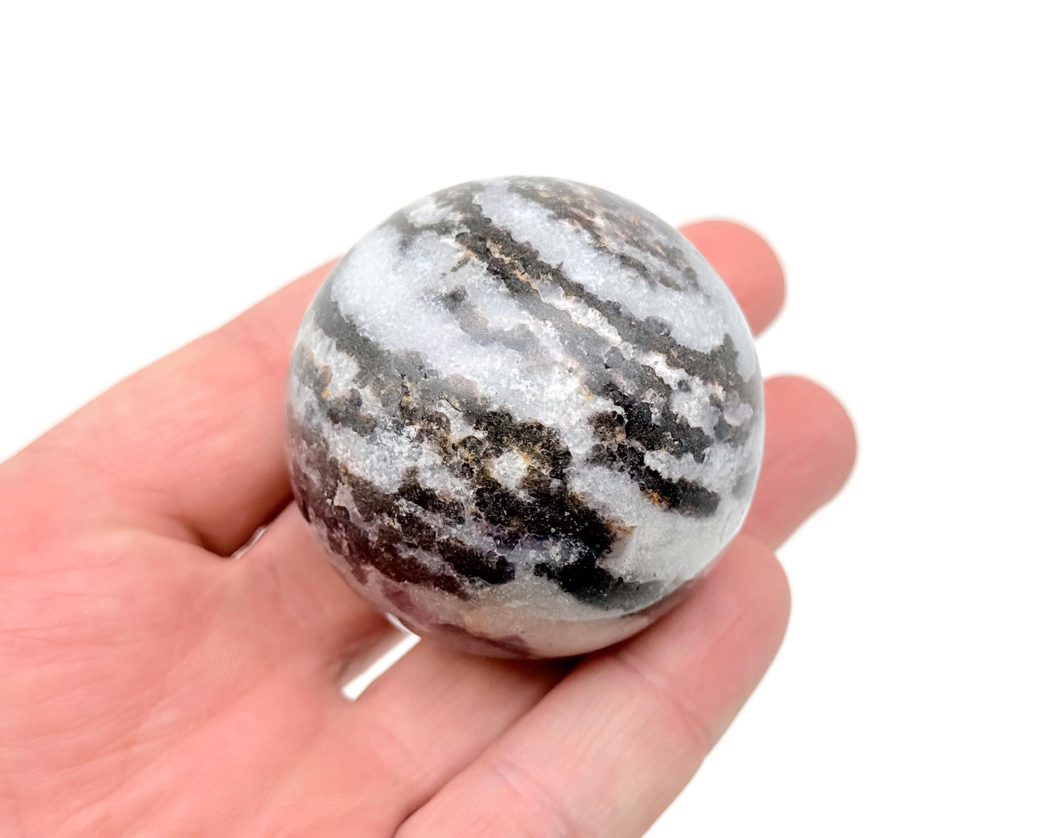 Esfera de Calcita Cebra Gema - Bola de Cristal - 50-60mm - RA1428