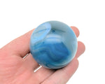 Blue Agate gemstone sphere, 50-60mm crystal ball with smooth polished surface and vibrant blue color, by GemstoneGO.