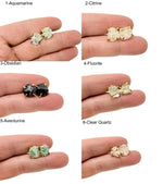 Rough crystal stud earrings with gold detailing from GemstoneGO, minimalist jewelry with natural gemstone textures.